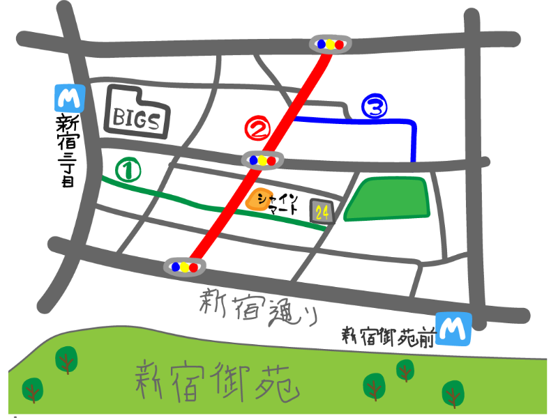 新宿二丁目の地図